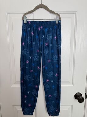 Disney Navy Pajama Bottoms with Pink & Light Blue Snowflakes